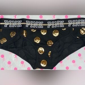 Victoria’s Secret Pink panties PINK logo hipster panty PINK panties gold smiley